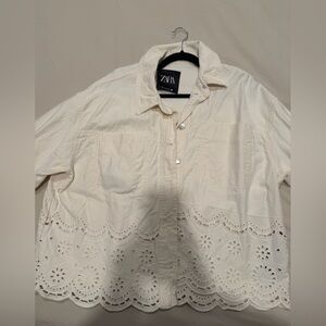 Zara Off-White Textured Shirt